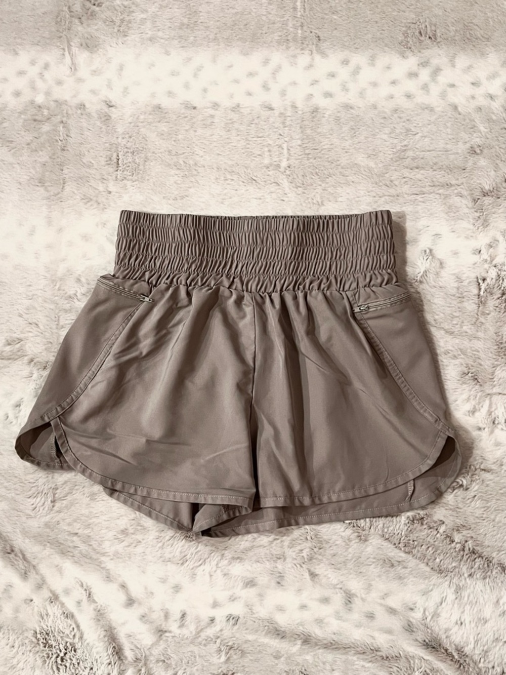 Women's Athletic Smocked Waist Shorts - Gray